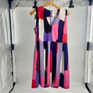 NWT CROSBY by Mollie‎ Burch Kristie dress Pink Purple Colorful V Neck size 8